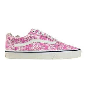 Vans Old Skool Logo Pink White Skate Y2k Streetwear Retro Playful Shoes Women 10
